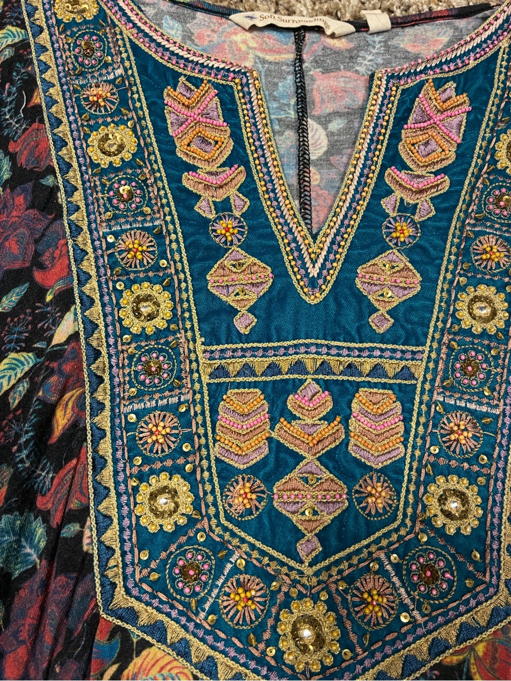 Soft Surroundings Toscana Embroidered Beaded Tunic Top - Picture 7 of 11